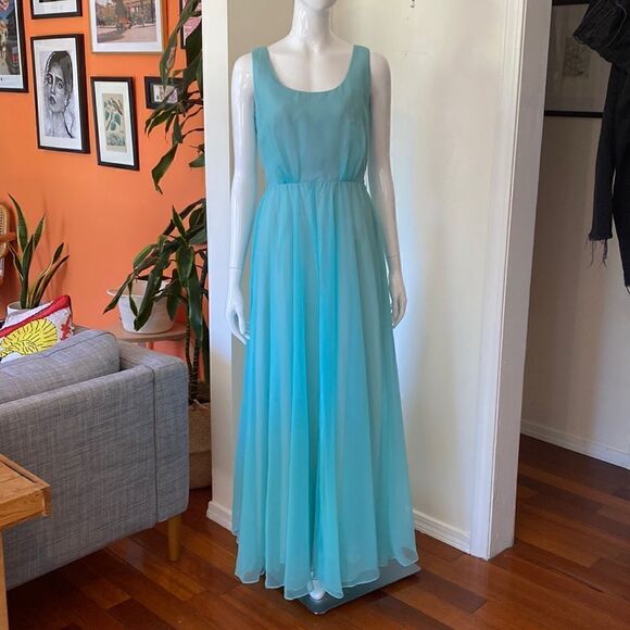 Vintage Jack Bryan 1960's Blue Chiffon Gown - Picture 2 of 11
